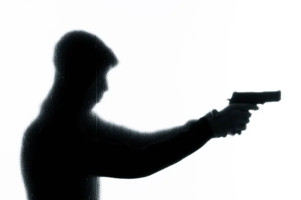 Silhouette Man Holding Gun — Stock Photo, Image