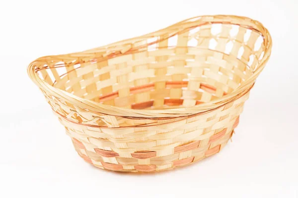 Wicker Basket Isolated White Background — Stock Photo, Image