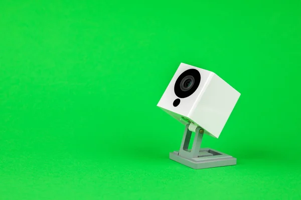 White Webcam Green Background Object Internet Technology Concept — Stock Photo, Image