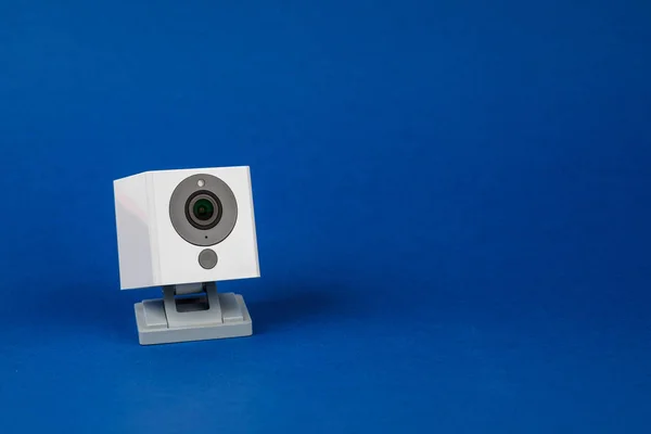 White Webcam Blue Background Object Internet Technology Concept — Stock Photo, Image