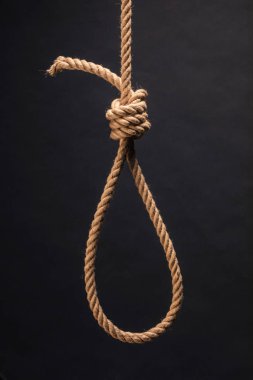 Ilmik. Cinayet ya da intihar kavramı. Koyu arka planda.