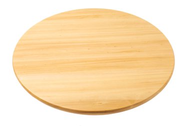 Bambu veya ahşap döner tepsi beyaz arka plan üzerinde izole
