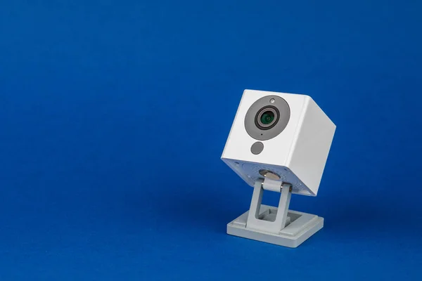 White Webcam Blue Background Object Internet Technology Concept — Stock Photo, Image