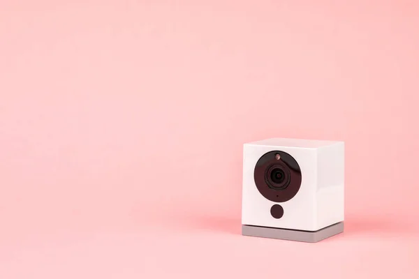 White Webcam Pink Background Object Internet Technology Concept — Stock Photo, Image