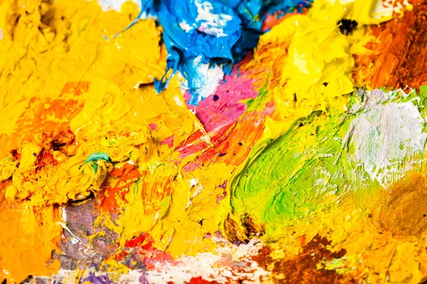 Background image of bright oil-paint palette closeup. — Stock Photo, Image