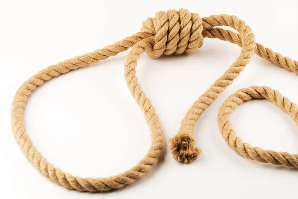 Шибениця, мотузка для висячих на білому тлі — стокове фото