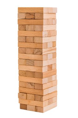 Beyaz arka plan üzerinde izole bloklar ahşap oyunu kadar kapat