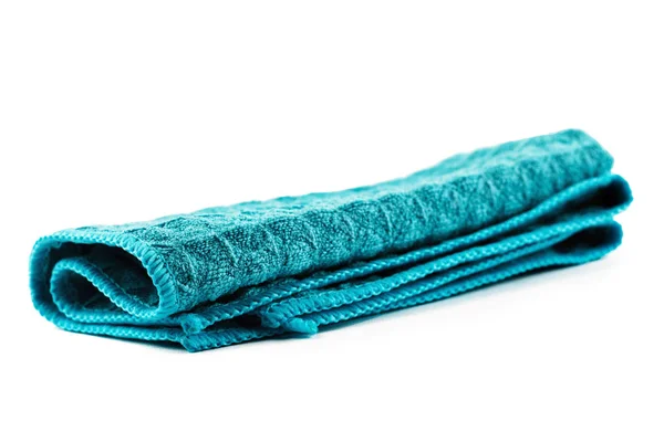 Clean blue kitchen towel on white background. — Stock Photo, Image