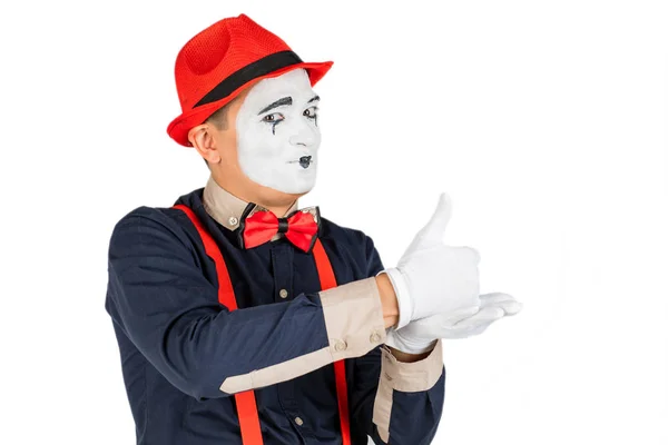A MIME artist does tricks with his hands. Funny MIME show, a tal — Stock Photo, Image