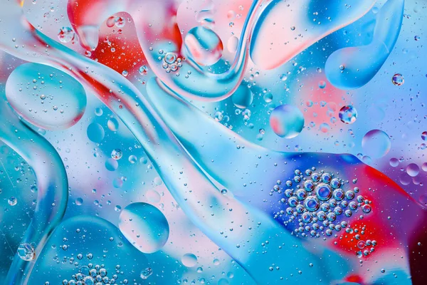 Close Movement Oil Droplets Water Surface Colorful Abstract Macro Background — Stock Photo, Image