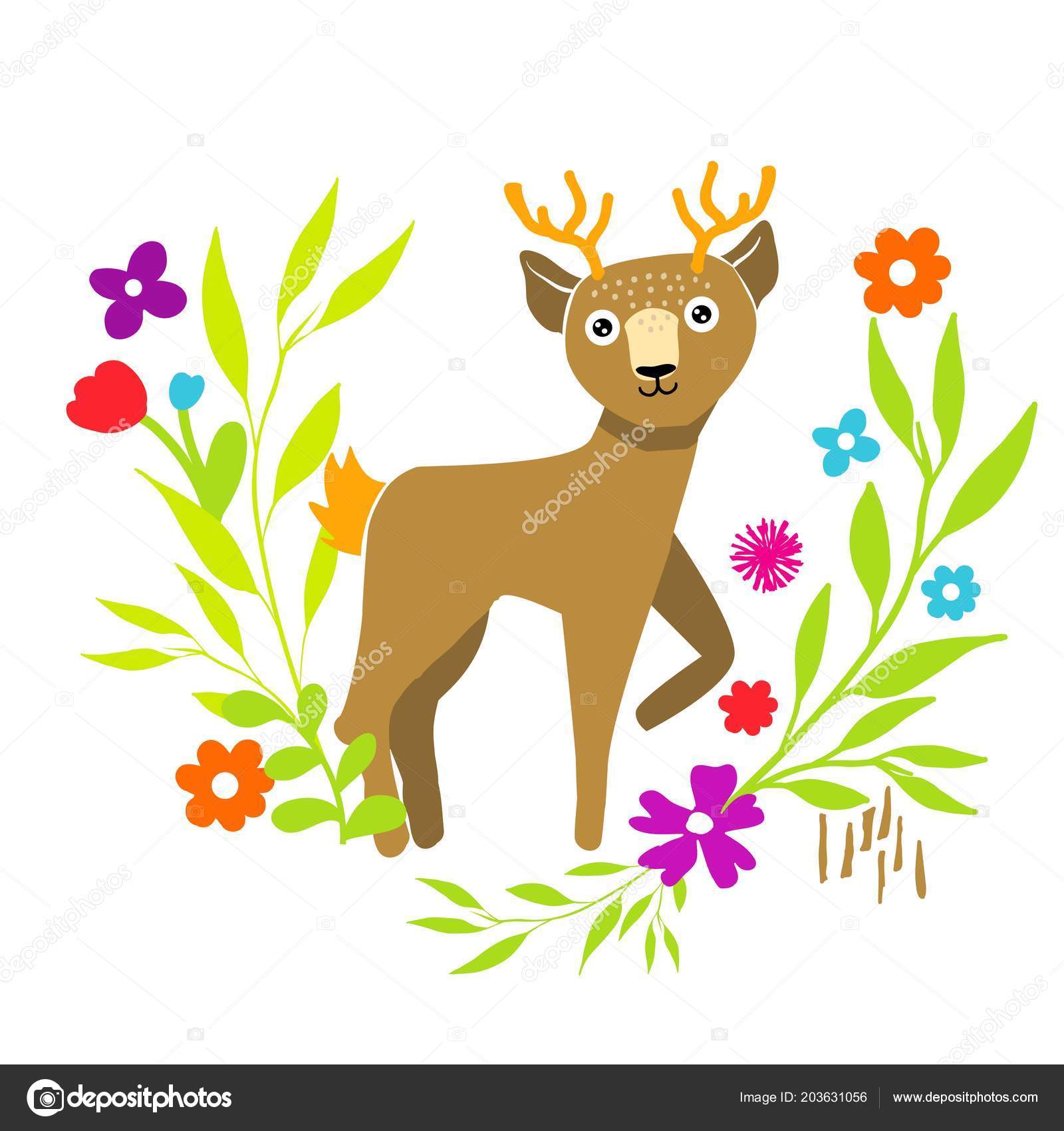 Adorable Little Deer Vector Illustration Funny Forest Animal