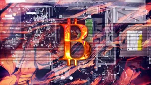 Geometriai Háttér Bitcoin Absztrakt Grafika Bitcoin Háttér Absztrakt Háttér Számítógép — Stock videók