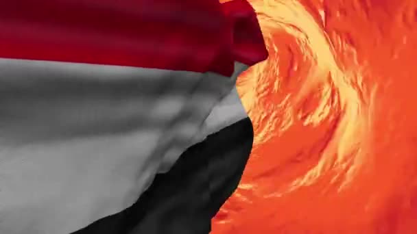 Symboler Jemen Jemen Flagga Abstrakt Bakgrund Flagga Jemen Nationell Symbol — Stockvideo