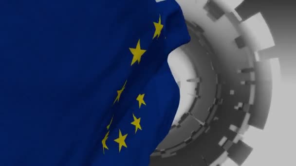 Symbole Europas Flagge Auf Abstraktem Hintergrund Europäische Union Flagge Der — Stockvideo