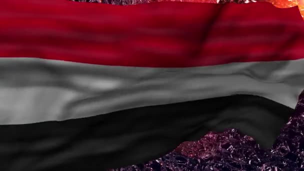 Symboler Jemen Jemen Flagga Abstrakt Bakgrund Flagga Jemen Nationell Symbol — Stockvideo