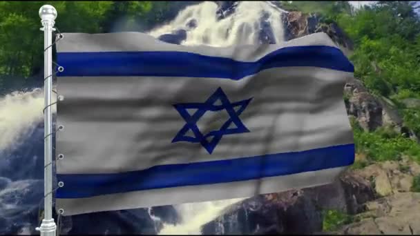 Symboler För Israel Israels Flagga Abstrakt Bakgrund Flagga Israel Nationell — Stockvideo