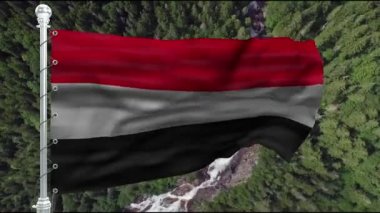 Yemen sembollerin. Yemen bayrağı bir arka plan üzerinde. Yemen, ulusal sembol bayrağı. Yemen bayrağı arka plan üzerinde. Bayrak gelişmekte olan dalga. Doku, ulusal sembolü. İllüstrasyon, ülkenin sembolü. Yemen ulus, ülke bayrağı.