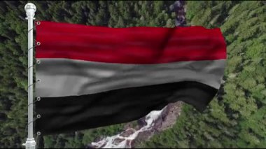 Yemen sembollerin. Yemen bayrağı bir arka plan üzerinde. Yemen, ulusal sembol bayrağı. Yemen bayrağı arka plan üzerinde. Bayrak gelişmekte olan dalga. Doku, ulusal sembolü. İllüstrasyon, ülkenin sembolü. Yemen ulus, ülke bayrağı.