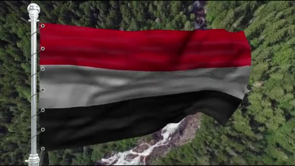 Símbolos Iémen Bandeira Iêmen Fundo Abstrato Bandeira Iémen Símbolo Nacional — Vídeo de Stock