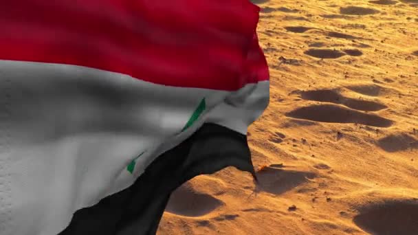 Флаг Ирака Национальный Символ Флаг Ирака Заднем Плане Развивающаяся Волна — стоковое видео