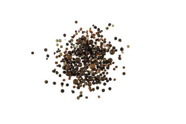 Biber plaser beyaz zemin üzerinde. Biber koleksiyonu. Makro. İzole. Tam alan derinliği.