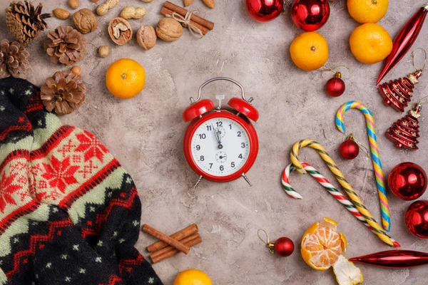 Fünf Minuten Bis Zum Neuen Jahr Gemütlicher Weihnachtshintergrund Blick Von — Stockfoto