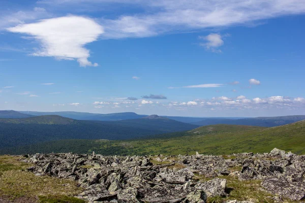 Vista Panorâmica Tundra Montanha Norte Rússia Ural Actividades Turismo — Fotografia de Stock