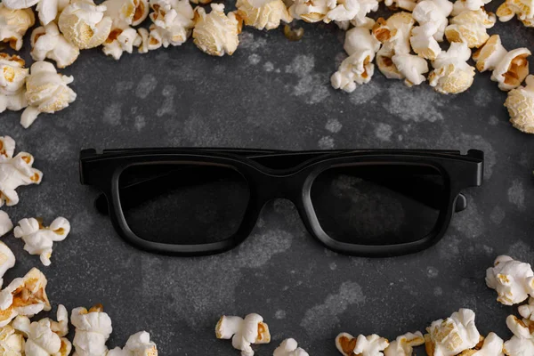 Brýle Dívat Film Rámci Popcornu Koncept Filmu — Stock fotografie