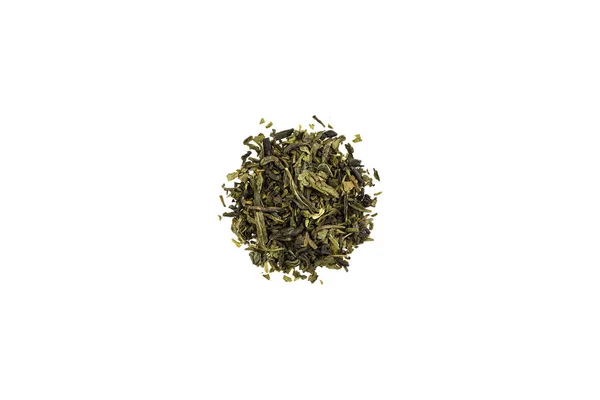 Hrst zeleného čaje na bílém pozadí. Izolovaný. — Stock fotografie