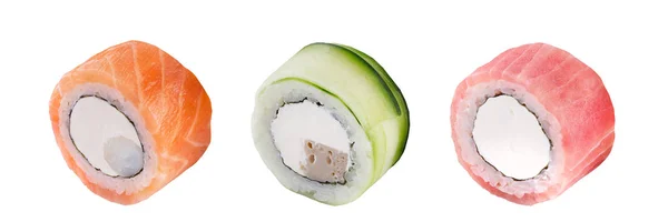 Un clásico rollo de sushi. Sushi sobre fondo blanco. Sushi japonés mariscos rollo fondo blanco . —  Fotos de Stock
