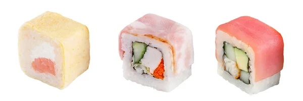 Классический суши-ролл. Суши на белом фоне. Японские суши морепродукты рулон белый фон . — стоковое фото