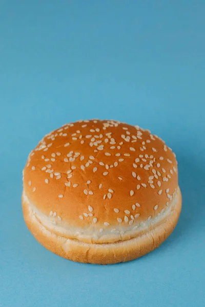 Pan de hamburguesa vacío aislado. Comida americana clásica redonda hamburguesa br —  Fotos de Stock