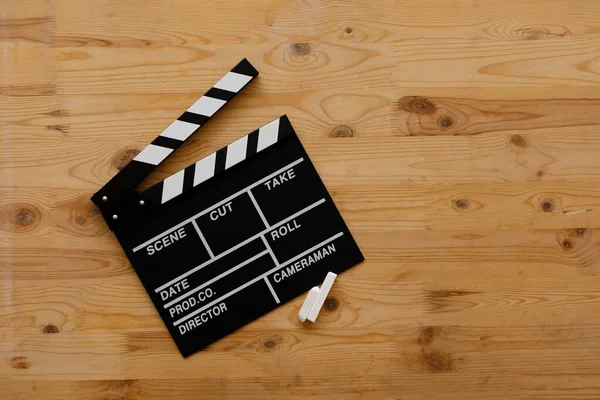 Concepto Filmación Película Clapperboard Cine Comienza Con Aplausos Películas Vista —  Fotos de Stock