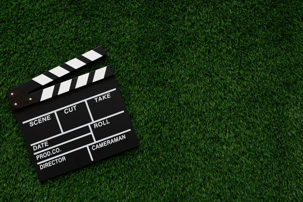 Filmproductie Concept Film Clapperboard Cinema Begint Met Filmkleppen Bovenaanzicht Begrepen — Stockfoto