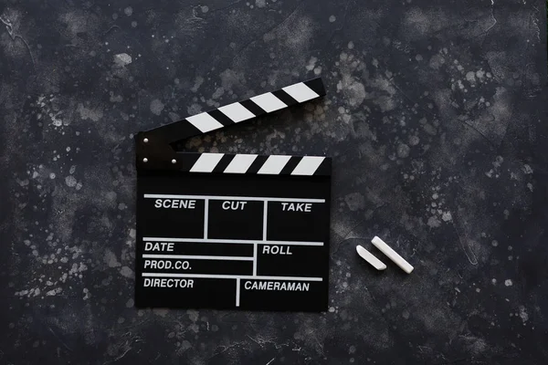 Filmmaking Concept Movie Clapperboard Cinema Begins Movie Clappers Top View — Stock Photo, Image