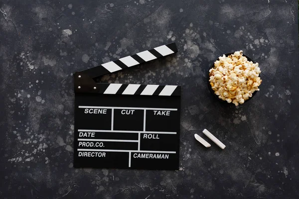 Filmmaking Concept Movie Clapperboard Cinema Begins Movie Clappers Top View — Stock Photo, Image