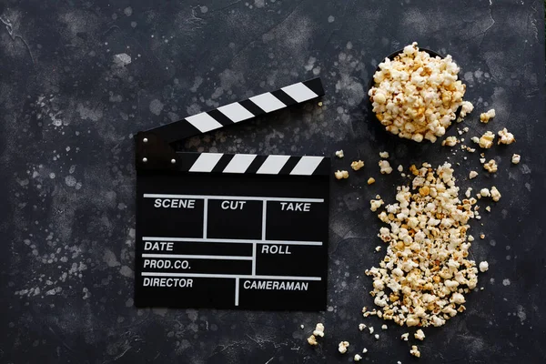 Filmmaking Concept Movie Clapperboard Cinema Begins Movie Clappers Top View — Stock Photo, Image