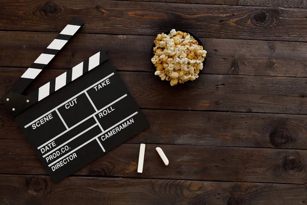 Filmmaking Concept Movie Clapperboard Cinema Begins Movie Clappers Top View — Stock Photo, Image