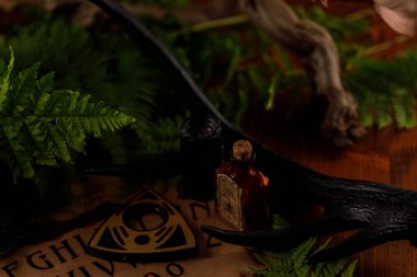 Ouija ve mumlarla mistik ritüeller. Şeytan 'ın yönetim kurulu konsepti, kara büyü ya da falcılık ayini. Gizli ve gizemli sembollerle. Mistik ritüeller ve okült bilimler.