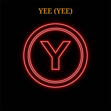 Kırmızı neon Yee (Yee) cryptocurrency sembolü