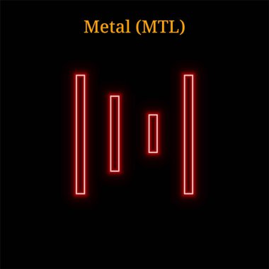 Kırmızı neon Metal (Mtl) cryptocurrency sembolü