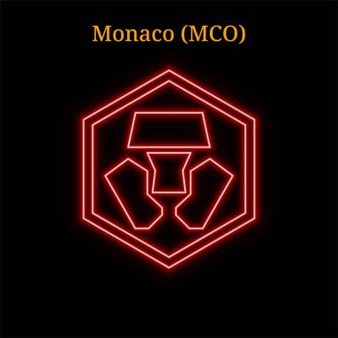 Kırmızı neon Monaco (Mco) cryptocurrency sembolü