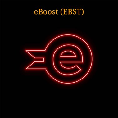 Kırmızı neon eboost (Ebst) cryptocurrency sembolü