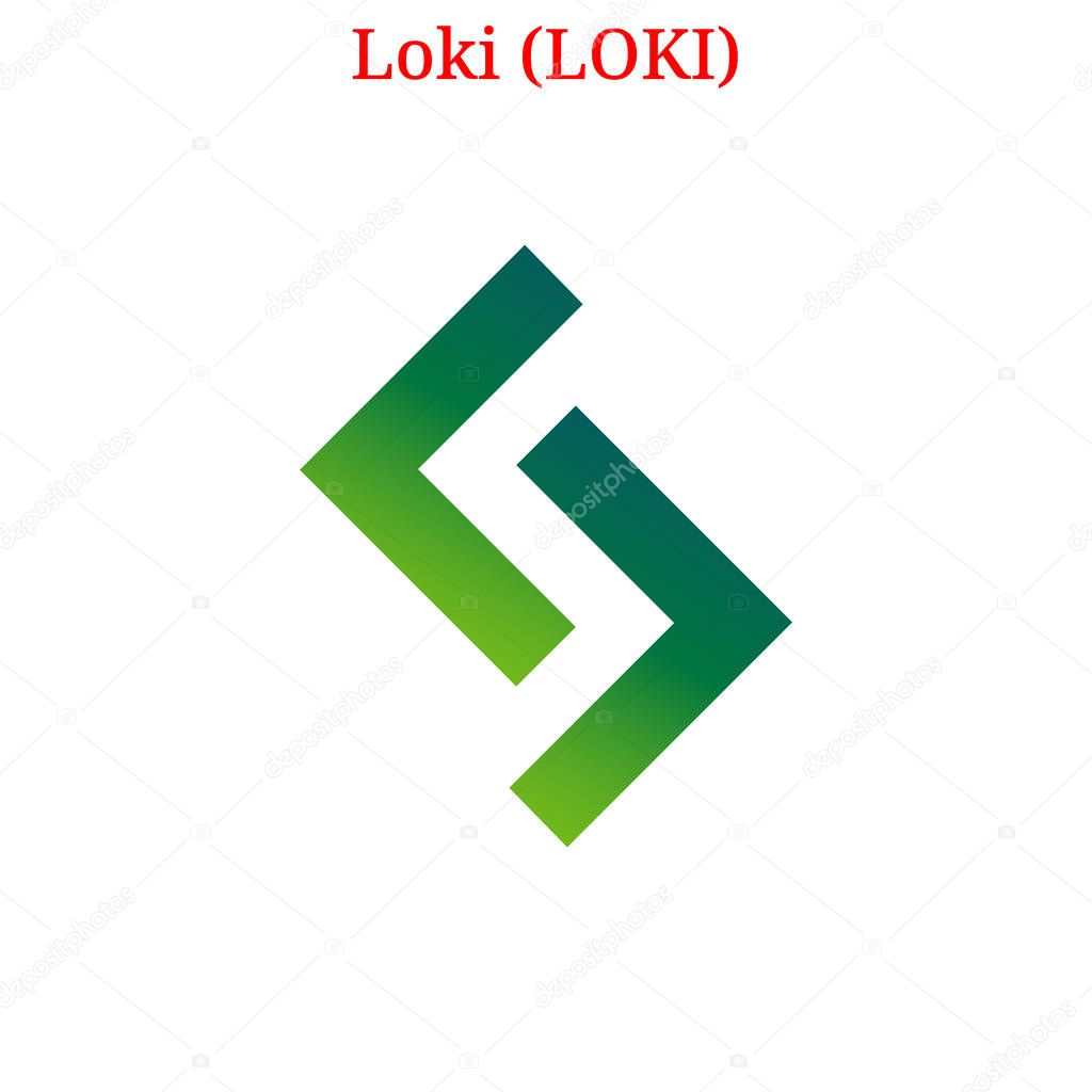 Vector Loki (LOKI) digital cryptocurrency logo. Loki (LOKI) icon. Vector illustration isolated on white background.