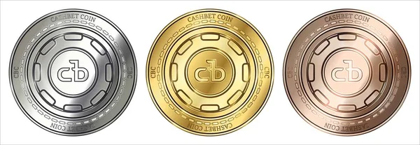 Χρυσά, αργυρά και χάλκινα Cashbet κέρμα (ΚΤΚ) κρυπτονόμισμα κέρμα. Σετ κερμάτων. — Διανυσματικό Αρχείο