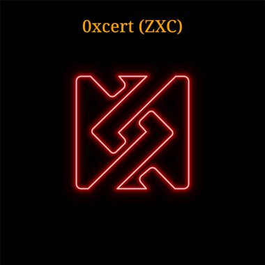 0xcert (Zxc) cryptocurrency sembolü. Siyah arka plan üzerine izole vektör çizim eps10