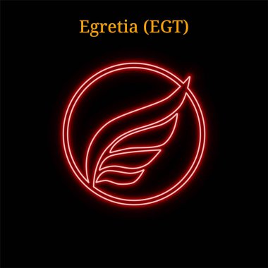 Egretia (Egt) cryptocurrency sembolü. Siyah arka plan üzerine izole vektör çizim eps10