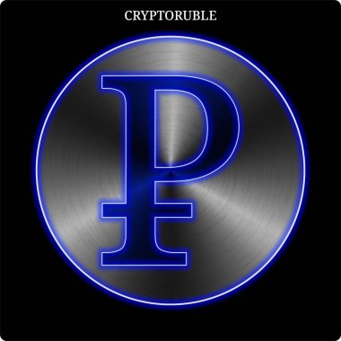 Cryptoruble para witn mavi neon glow metal.