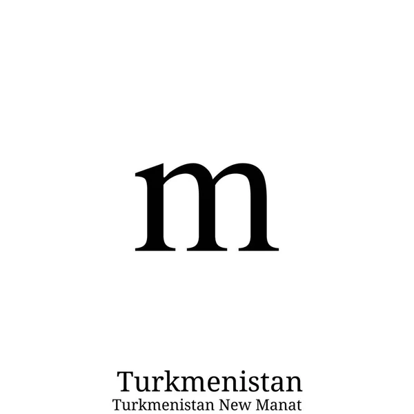 Turkmenistán Negro Nuevo símbolo de moneda Manat aislado sobre fondo blanco — Vector de stock