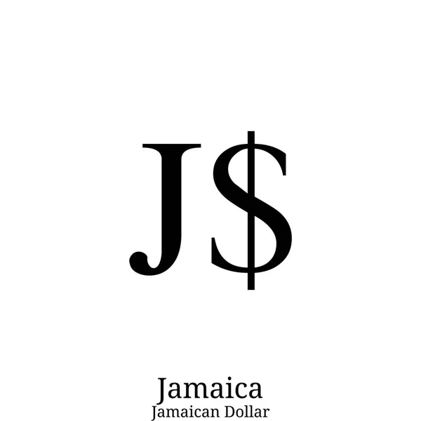 Zwarte Jamaicaanse Dollar valutasymbool geïsoleerd op witte achtergrond — Stockvector